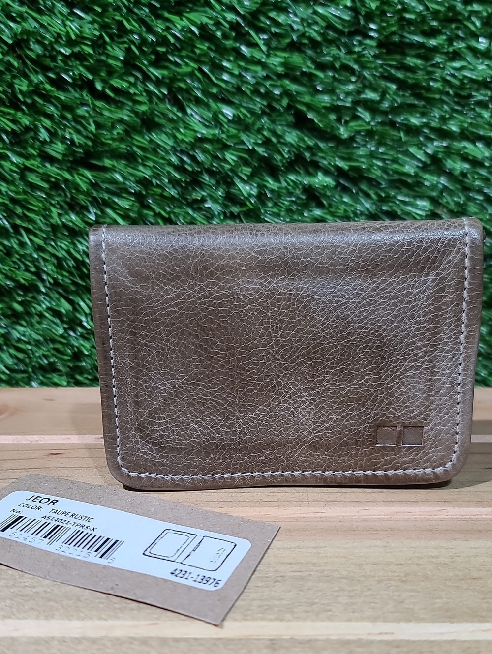 Bed Stu Jeor Leather Card Wallet / Taupe Rustic NWT